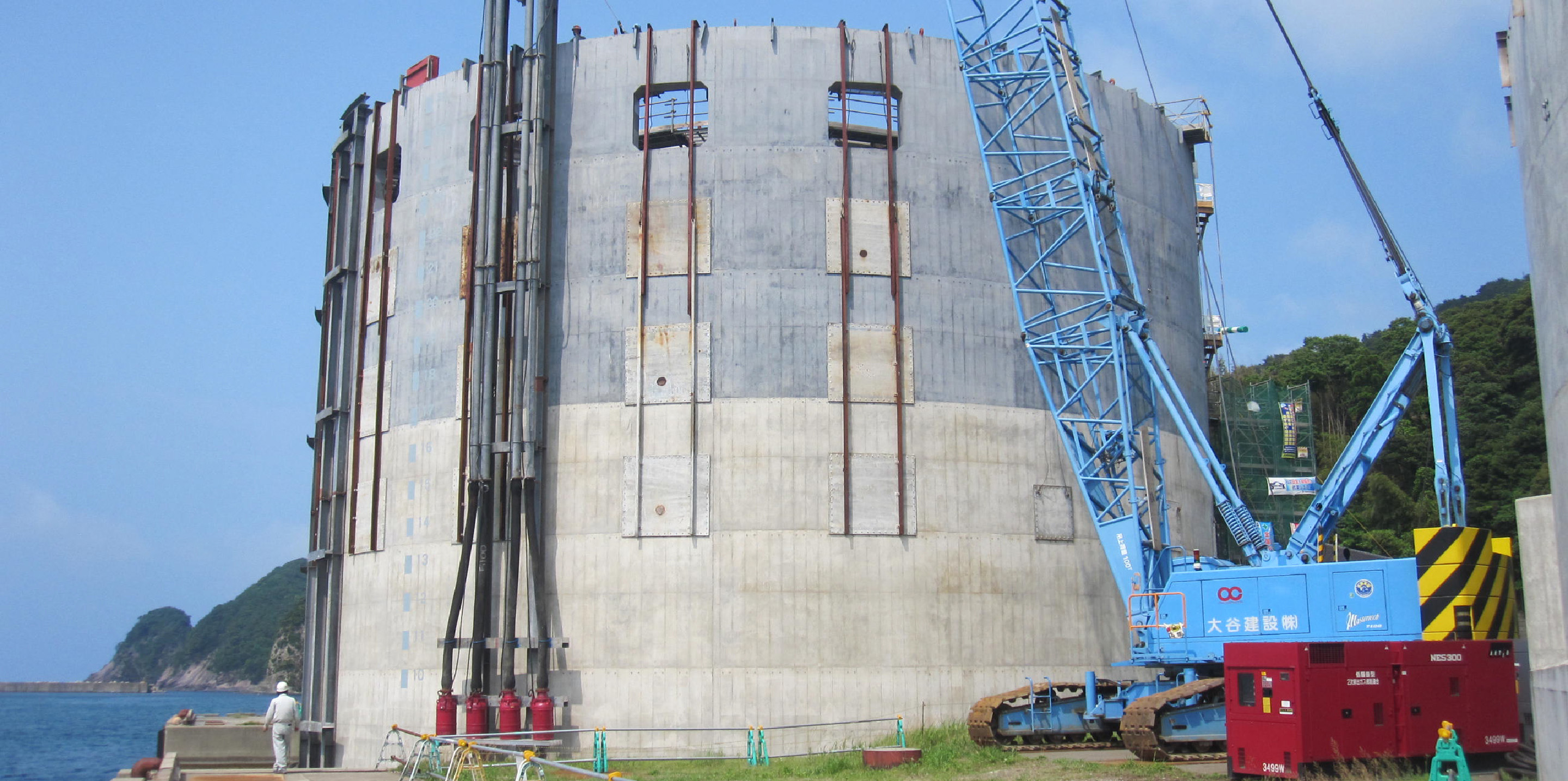 二重円筒ケーソン製作工事